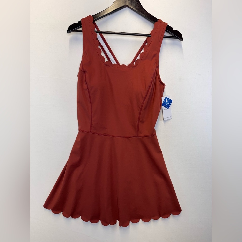 Scalloped Rust Athletic Dress